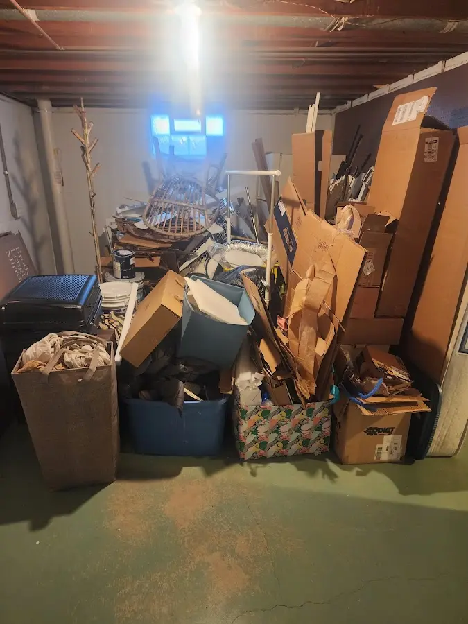 Roll-off dumpster container at job site for 2 Yard Dumpster Rental in North Plainfield